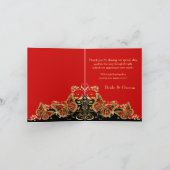 Carte De Remerciements Alliance de mariage fiançailles or noir rouge (Intérieur)