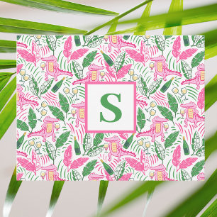 Carte De Remerciements Alligator Rose Chardonnay Monogram Prépa