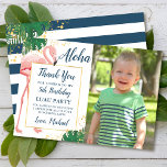 Carte De Remerciements Aloha Flamant rose Blue Gold Tropical Birthday Pho<br><div class="desc">Aloha Flamant rose Blue Gold Tropical Birthday Photo Carte de remerciements</div>