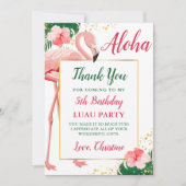 Carte De Remerciements Aloha Flamant Rose Floral Tropical Anniversaire (Devant)