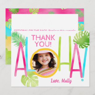 Carte De Remerciements Aloha Luau Anniversaire Photo tropicale