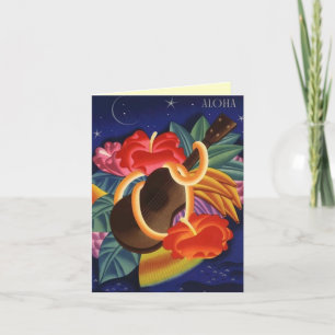 Carte De Remerciements Aloha Thank You Card Hibiscus & Ukulele Night