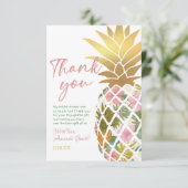 Carte De Remerciements Aloha Tropical Fête de mariage à l'ananas Feuille (Debout devant)