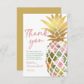 Carte De Remerciements Aloha Tropical Fête de mariage à l'ananas Feuille (Devant / Derrière)