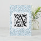 Carte De Remerciements Alphabet William Morris Saule Branche Bleu (Debout devant)