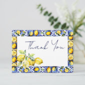 Carte De Remerciements Amalfi Positano tuiles bleues citrons douche nupti (Debout devant)