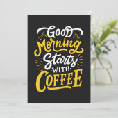 Carte De Remerciements Amateur De Café Good Morning Commence Avec Café (Debout devant)
