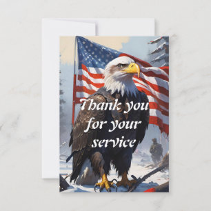 Carte De Remerciements American Bald Eagle et le drapeau américain