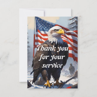 Carte De Remerciements American Bald Eagle et le drapeau américain