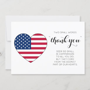 Carte De Remerciements American Flag Personnalisé USA Heart Military