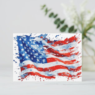 Carte De Remerciements American Flag USA Watercolor 4 juillet