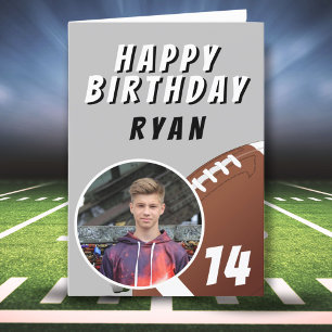 Carte De Remerciements American Football Ball Photo Joyeux anniversaire