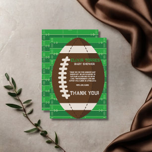 Carte De Remerciements American Football Brown & Green Color Baby shower