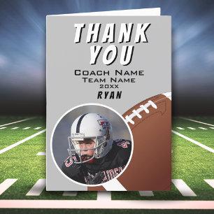 Carte De Remerciements American Football Coach Football Ball Grey Photo