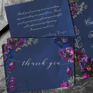 Carte De Remerciements Amethyst Sapphire Navy Jewel Tone Mariage plat