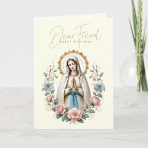 Carte De Remerciements AMI Joyeux anniversaire Floral Religieux