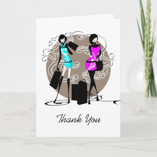 Carte De Remerciements Amies girly de mode PERSONNALISENT (Devant)