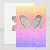 Carte De Remerciements amis éléphants (Devant / Derrière)