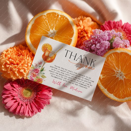 Carte De Remerciements Amour au premier Spritz Fête de Mariage Citron 