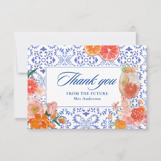 Carte De Remerciements Amour au premier spritz fête de mariage orange (Devant)