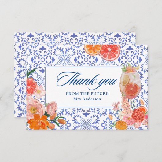 Carte De Remerciements Amour au premier spritz fête de mariage orange (Devant / Derrière)