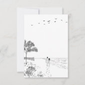 Carte De Remerciements Amour côtier Plage de sable Ligne minimale Mariage (Devant)