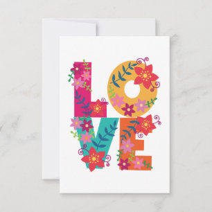 Carte De Remerciements Amour de mot coloré décoré de fleurs