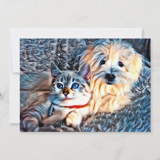 Carte De Remerciements Amour des chats et des chiens (Devant)