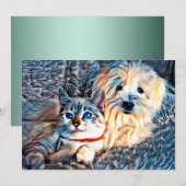 Carte De Remerciements Amour des chats et des chiens (Devant / Derrière)