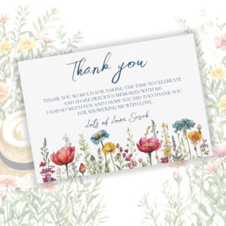 Carte De Remerciements Amour en Fleur Aquarelle Fleur Sauvage