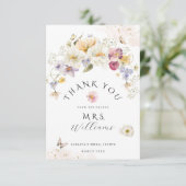 Carte De Remerciements Amour en fleur Fleur sauvage Fête des mariées rust (Debout devant)