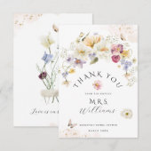 Carte De Remerciements Amour en fleur Fleur sauvage Fête des mariées rust (Devant / Derrière)