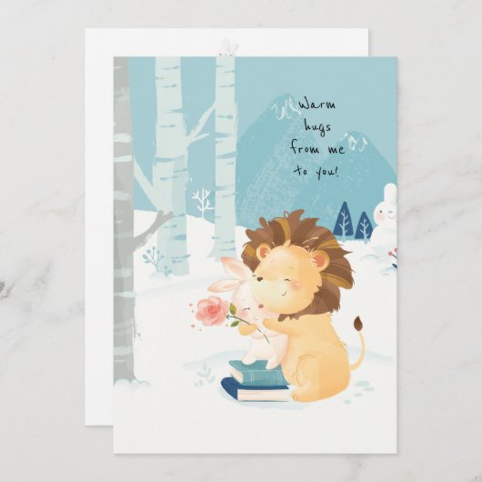 Carte De Remerciements Amour en hiver Câlins chaleureux (Devant / Derrière)