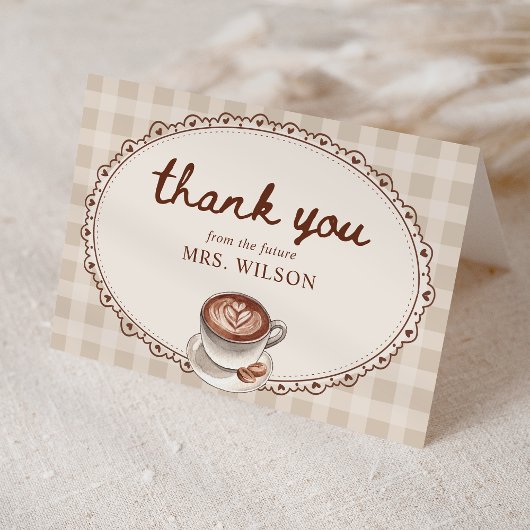 Carte De Remerciements Amour en Infusion Gingham Café Shower de Mariée