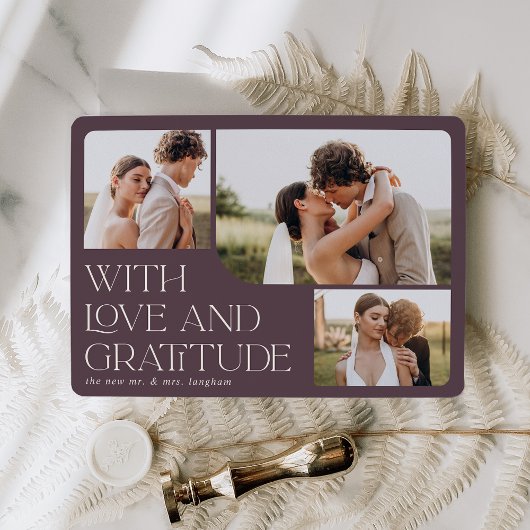 Carte De Remerciements Amour et gratitude | Mariage multiphoto