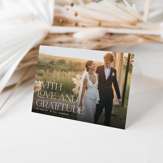 Carte De Remerciements Amour et gratitude | Photo Mariage horizontale rep