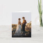 Carte De Remerciements Amour et gratitude | Photo Mariage verticale repli (Devant)