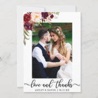 Amour et mercis épousant la photo Bourgogne floral