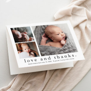 Carte De Remerciements Amour et Remerciements 3 Collage de photos Bébé