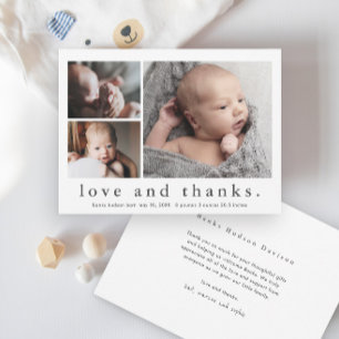 Carte De Remerciements Amour et Remerciements 3 Photo Bébé