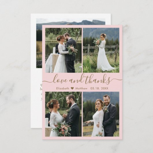 Carte De Remerciements Amour et Remerciements Mariage Photo Collage Fard  (Devant / Derrière)