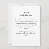 Carte De Remerciements Amour et remerciements modernes - Funérailles/Deui (Dos)