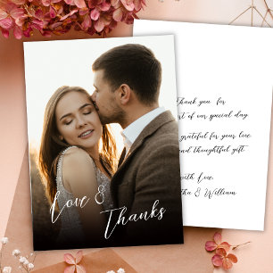 Carte De Remerciements Amour et Remerciements Photo de mariage à l'écritu