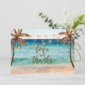 Carte De Remerciements amour et remerciements plage tropicale (Debout devant)
