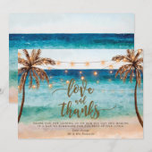 Carte De Remerciements amour et remerciements plage tropicale (Devant / Derrière)