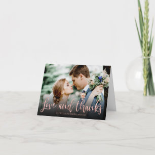 Carte De Remerciements Amour et Remerciements Rose Gold Photo Mariage Mer