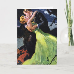 Carte De Remerciements Amour vintage et romance, Baiser romantique