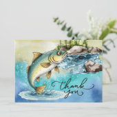 Carte De Remerciements Amoureux de la pêche aquarelle style (Debout devant)