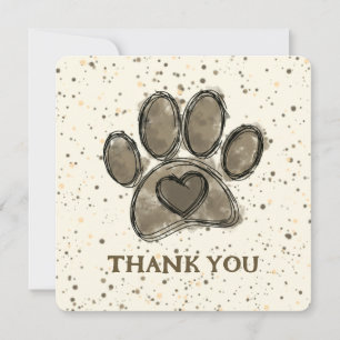 Carte De Remerciements Amoureux des chiens dessin aquarelle éclaboussure 