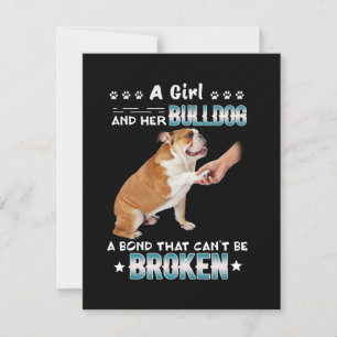Carte De Remerciements Amoureux des chiens Fille et son bouledogue, un